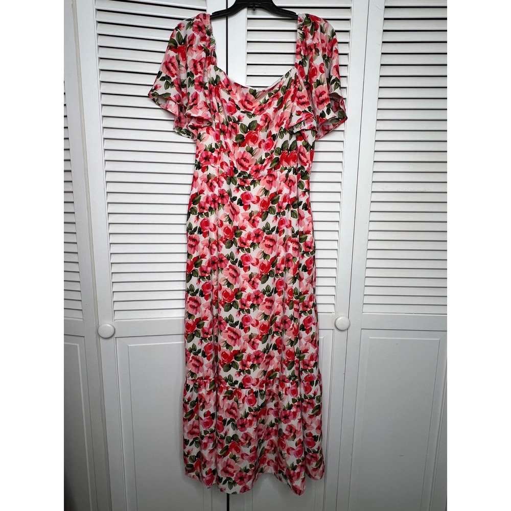 Julia Jordan Floral Midi Dress Sz 16 Cottagecore Garden Party Wedding Guest
